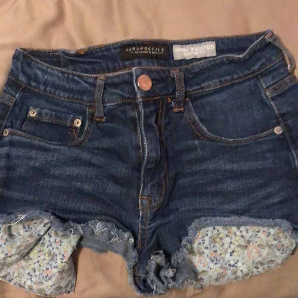 Dark wash denim shorts